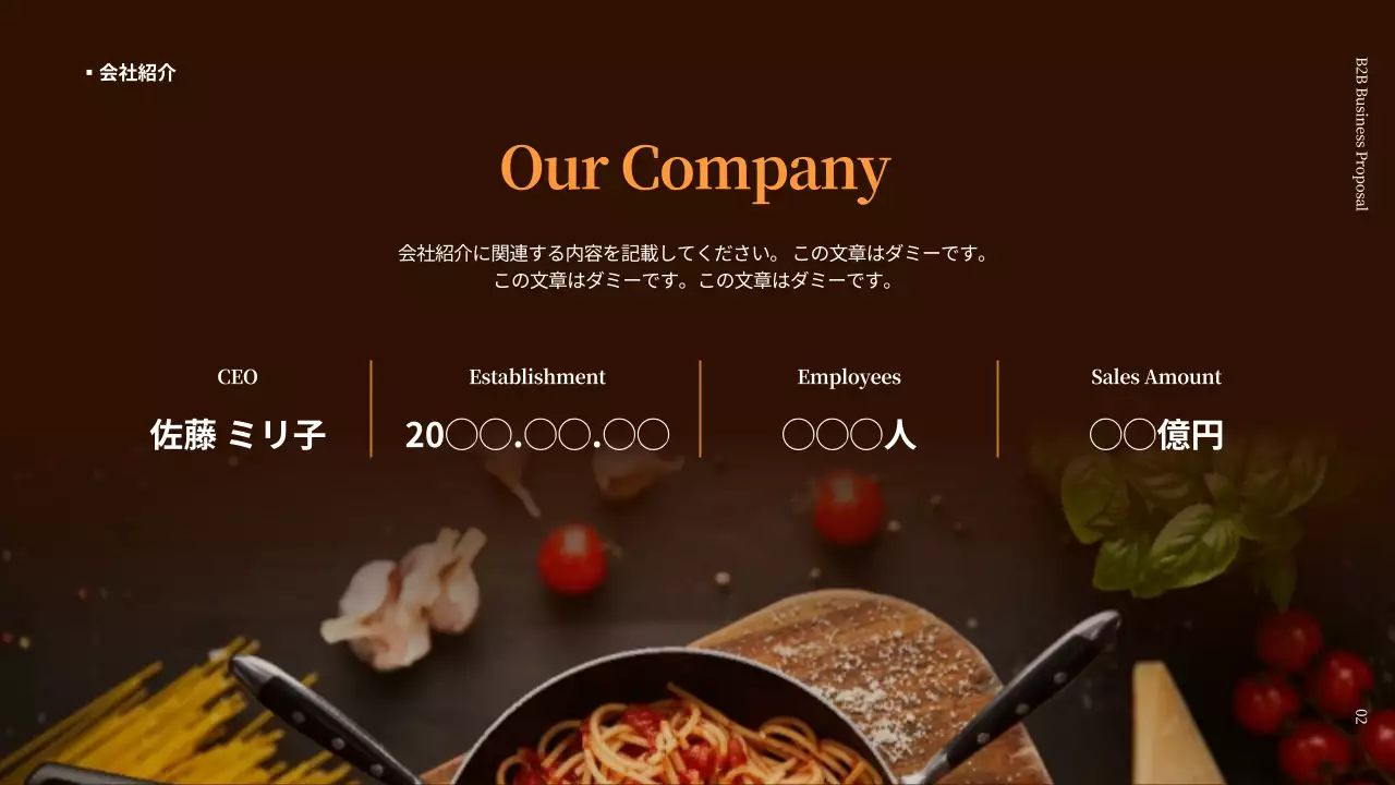 茶色 モダン レストラン 企画書 プレゼンテーション