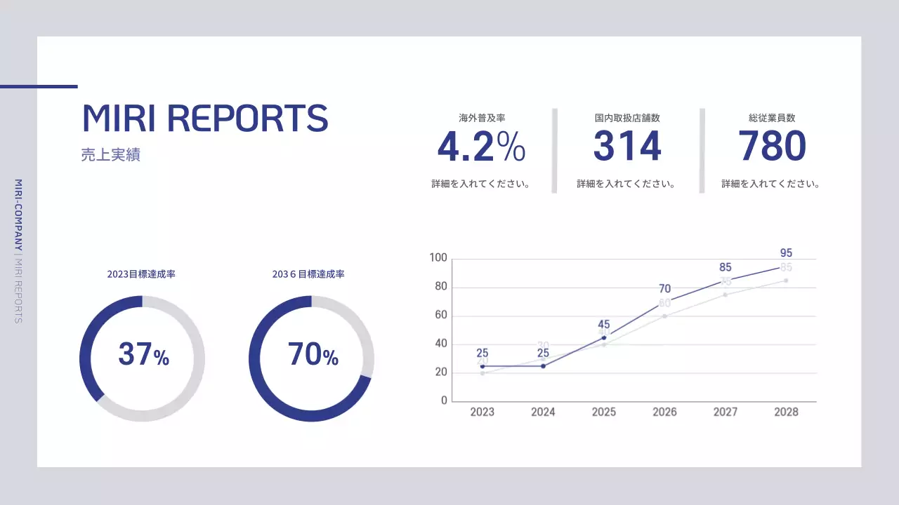 ネイビーブルーとグレーのシンプルな会社概要
