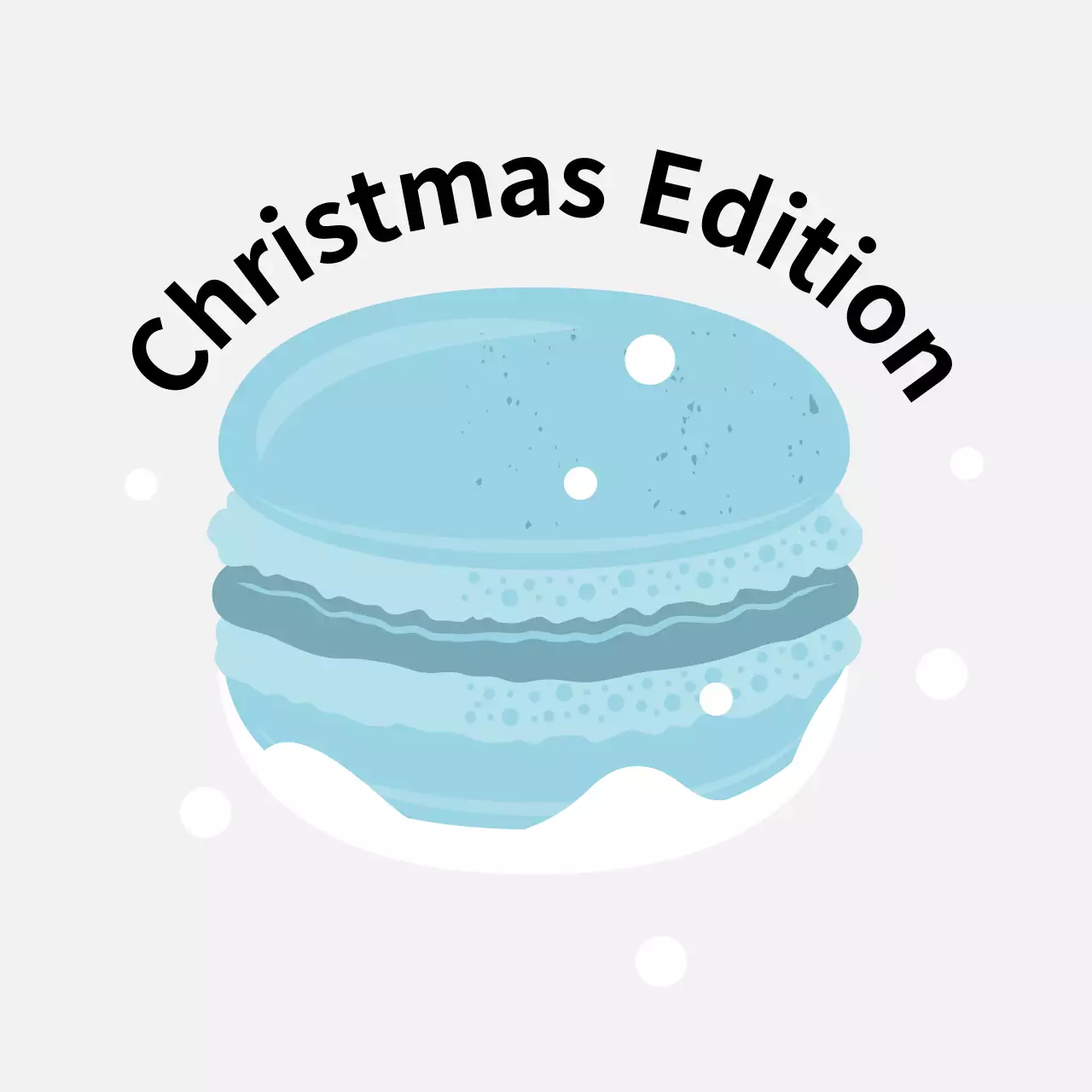 Blue illustration cute christmas cafe dessert macaron label for macarons