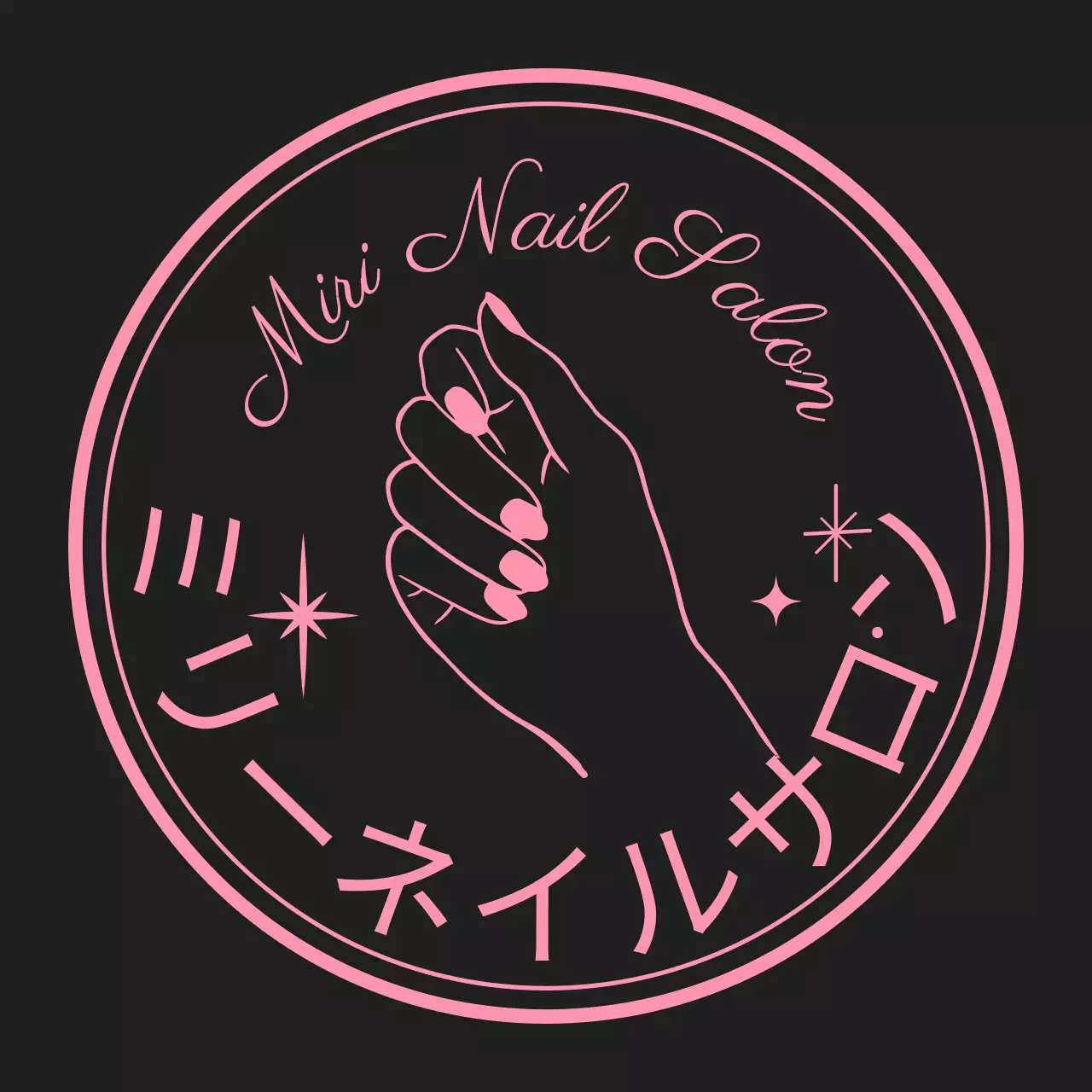 黒とピンクの感性的なフレームスタイルの美容室情報案内用