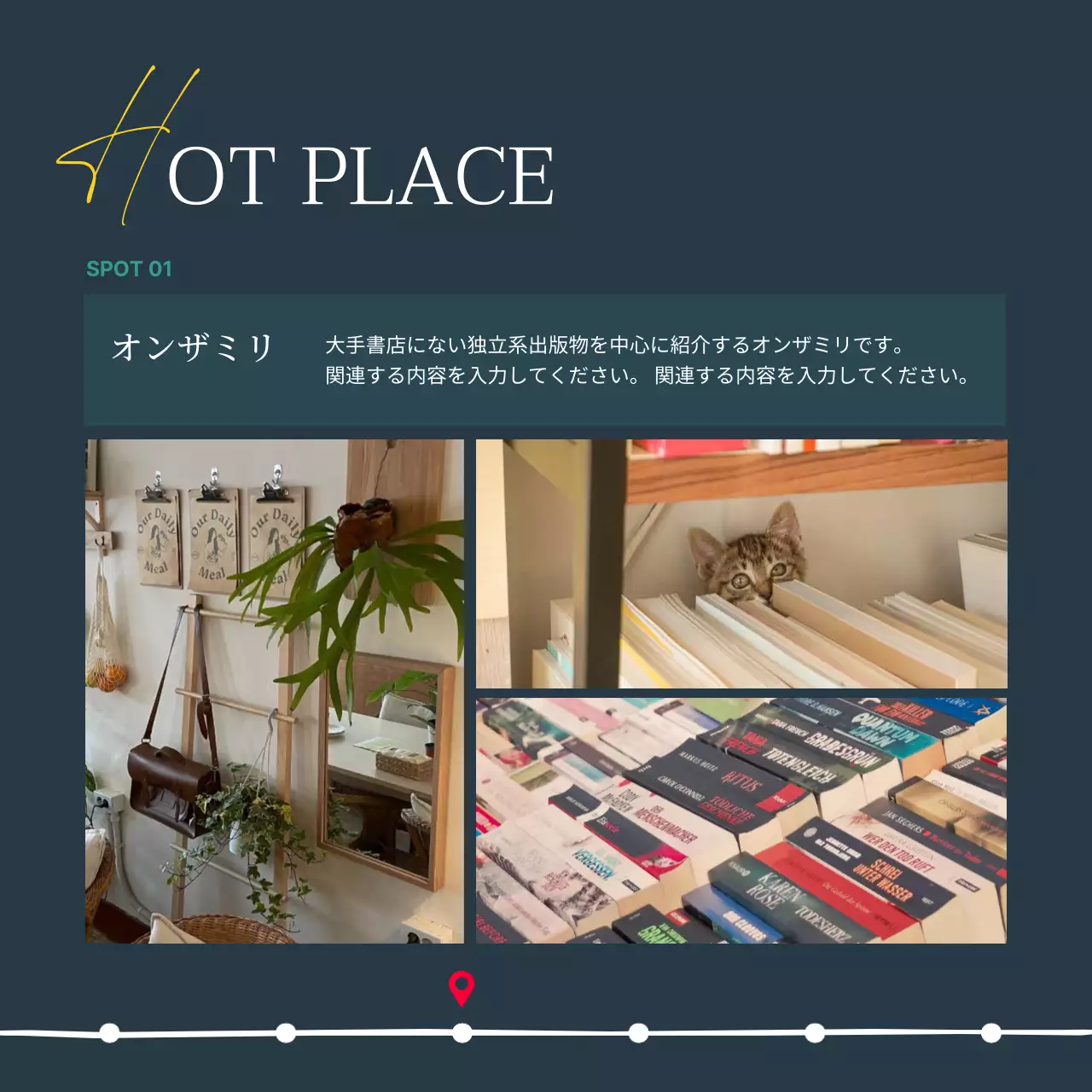 ネイビー モダン 本屋 パンフレット Instagram カルーセル