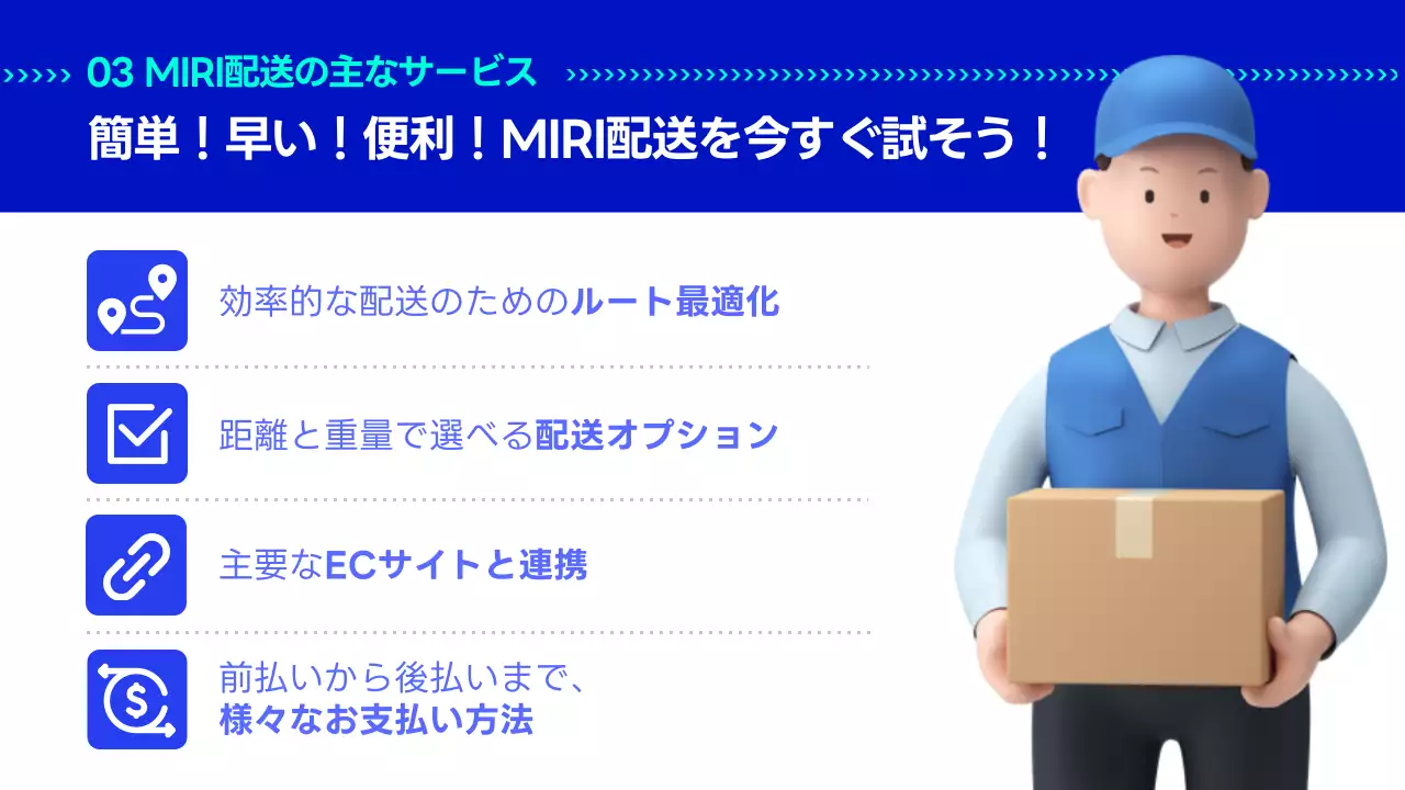 青 モダン 配送 サービス案内 プレゼンテーション