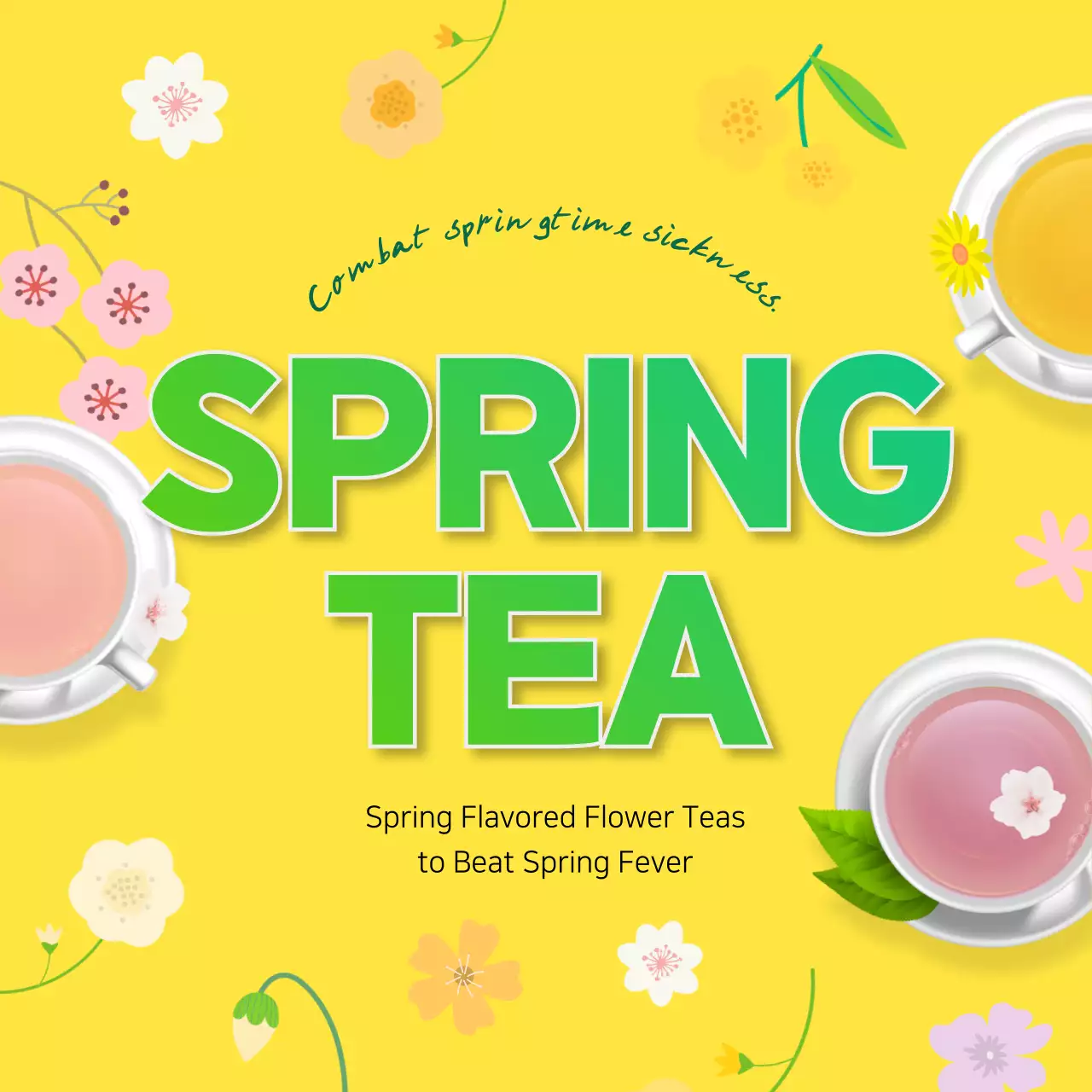 Yellow Floral Tea Promotion Instagram Carousel