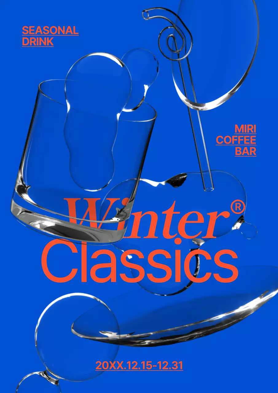 青と赤のカフェバーメニュー