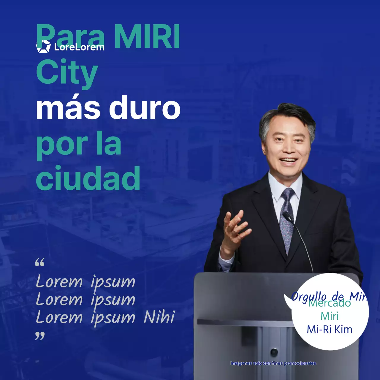 Un limpio mensaje de agradecimiento azul y menta para las elecciones locales
