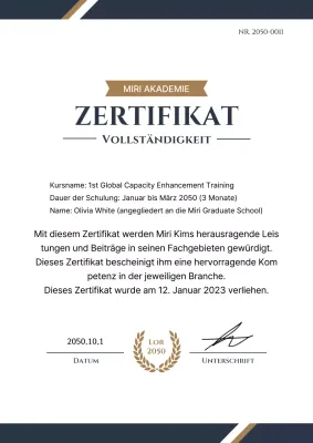 Urkunden für Ausbildungszeugnisse im edlen Look in Marine und Gold