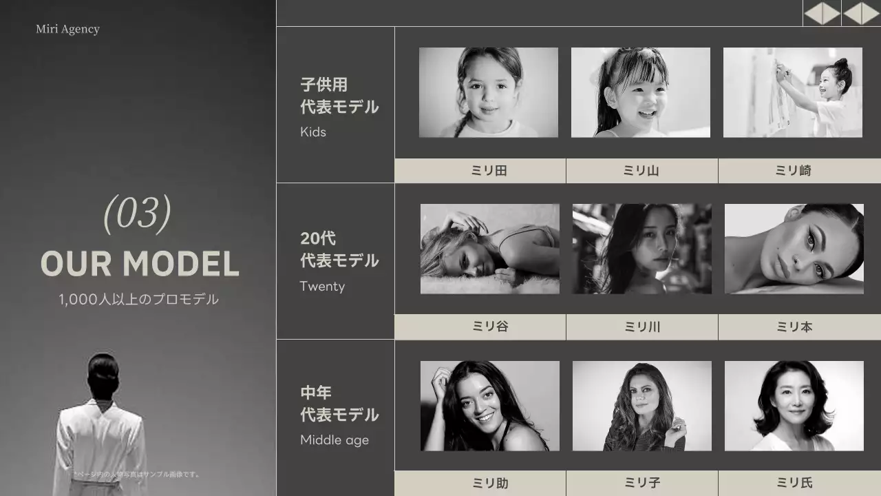 黒 モダン モデル 会社案内 プレゼンテーション