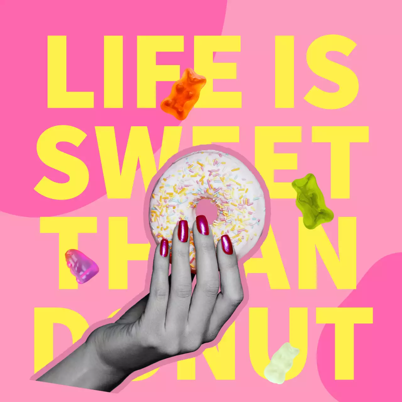 ピンク ポップ ドーナツ ポスター SNS投稿 正方形