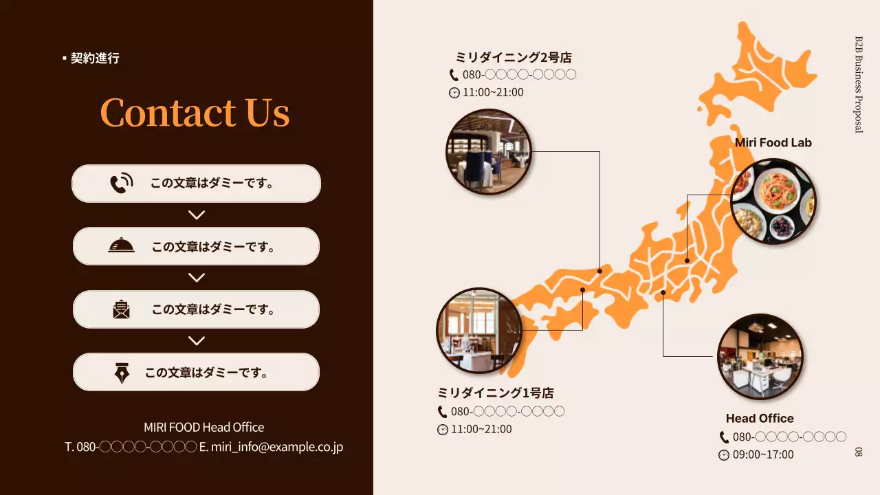 茶色 モダン レストラン 企画書 プレゼンテーション