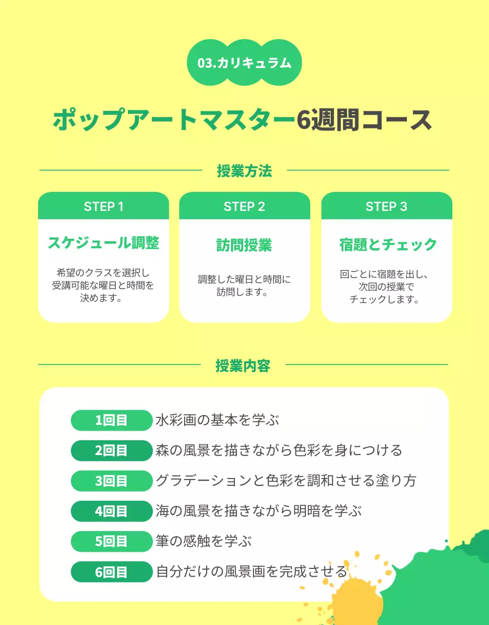 緑 かわいい アート クラス 詳細ページ