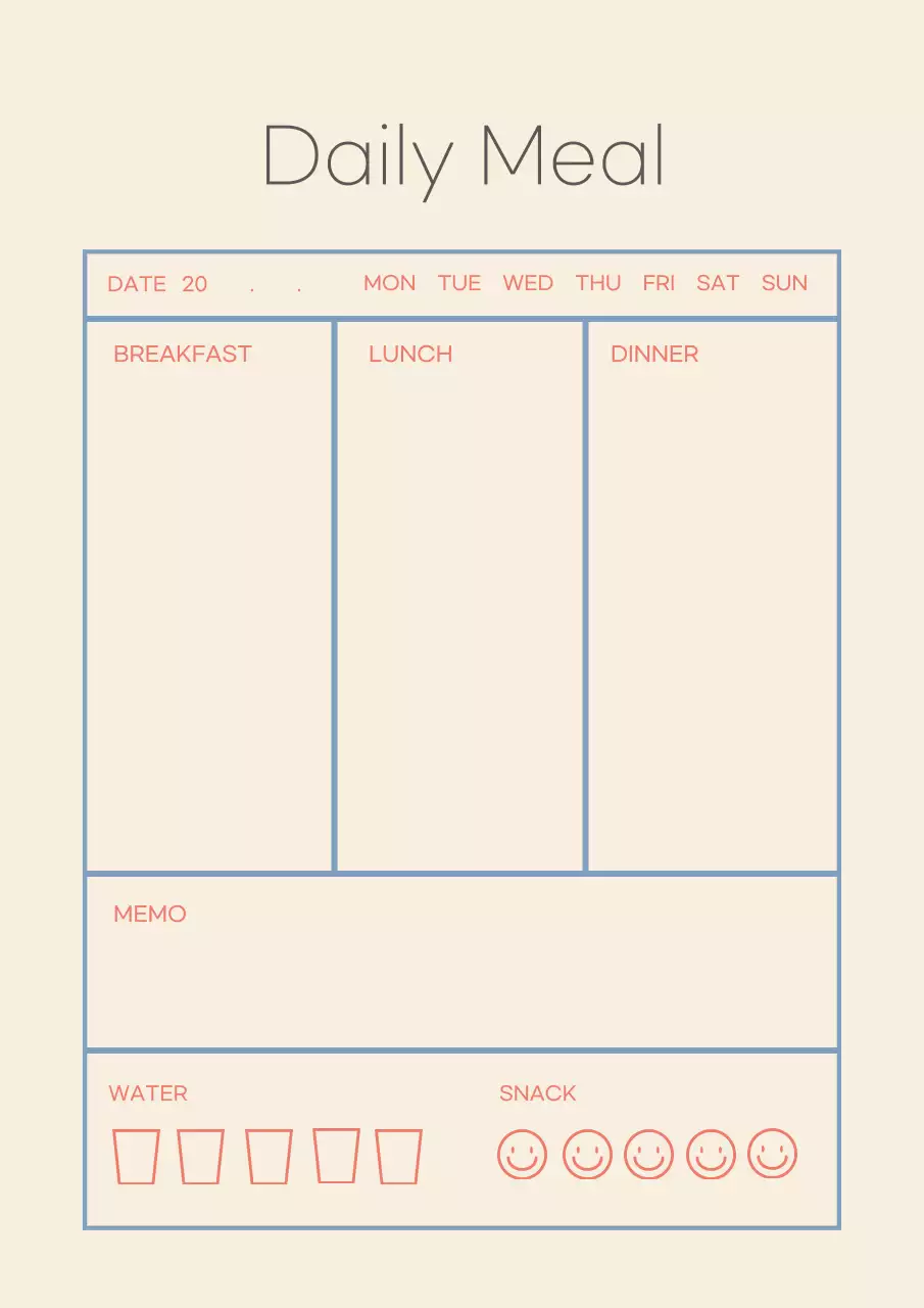 ベージュ シンプル 食事 予定表 ポスター