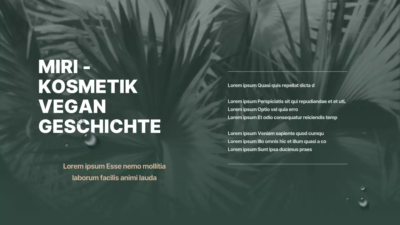 Präsentation eines grün gefärbten, naturnahen veganen Kosmetikproduktpitches