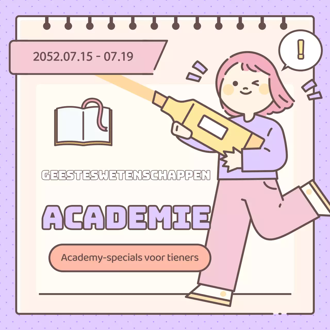 Leuke Academie voor Menswetenschappen in geel en paars