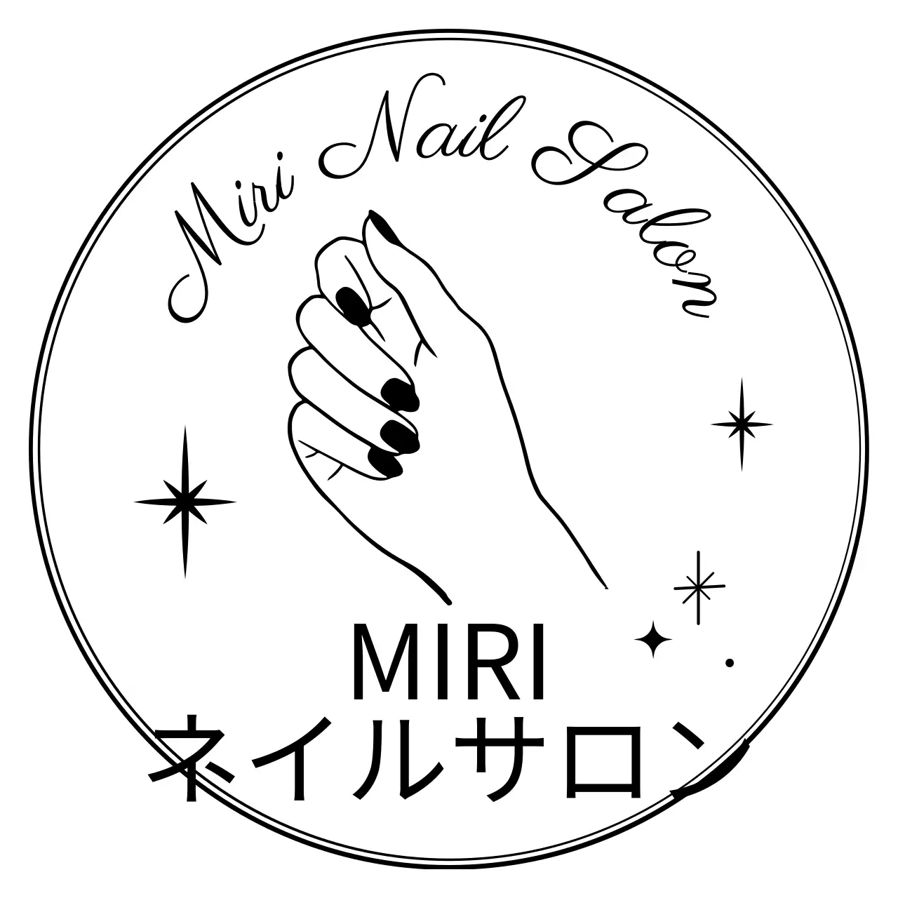 手描きイラストのバッジスタイルのネイルショップ