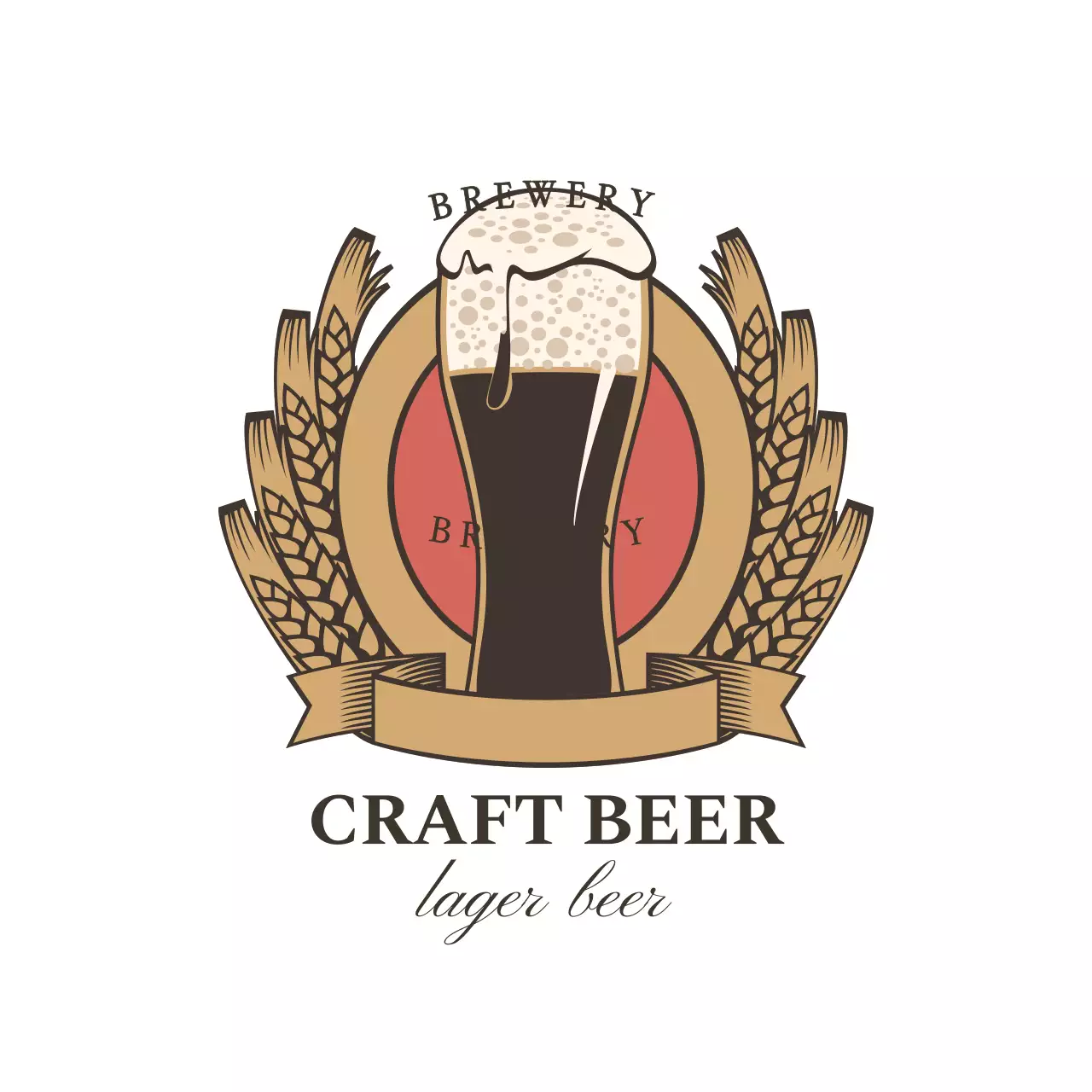 シンプルなヴィンテージビールイラストコースター