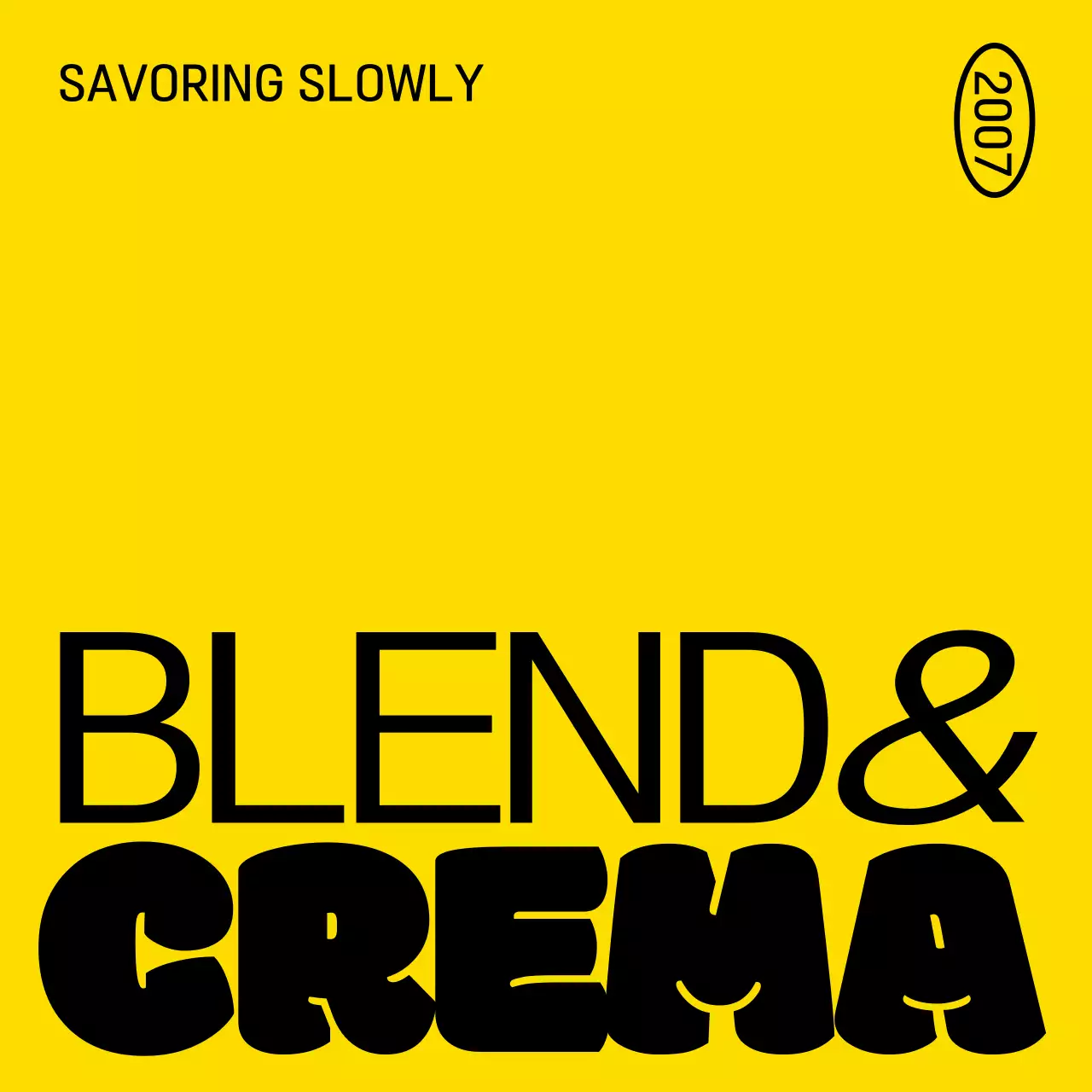 黄色と黒のコーヒーを飲んでいる落書き風の人物のイラストが描かれたヒップなコンセプトのカフェの宣伝用