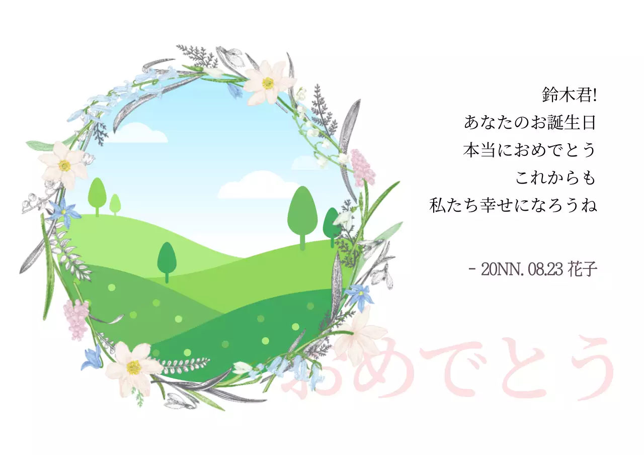 緑 かわいい 誕生日 手紙 ポスター