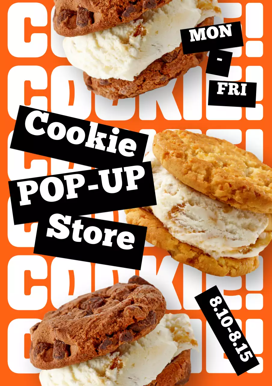 オレンジ ポップ スイーツ お知らせ ポスター