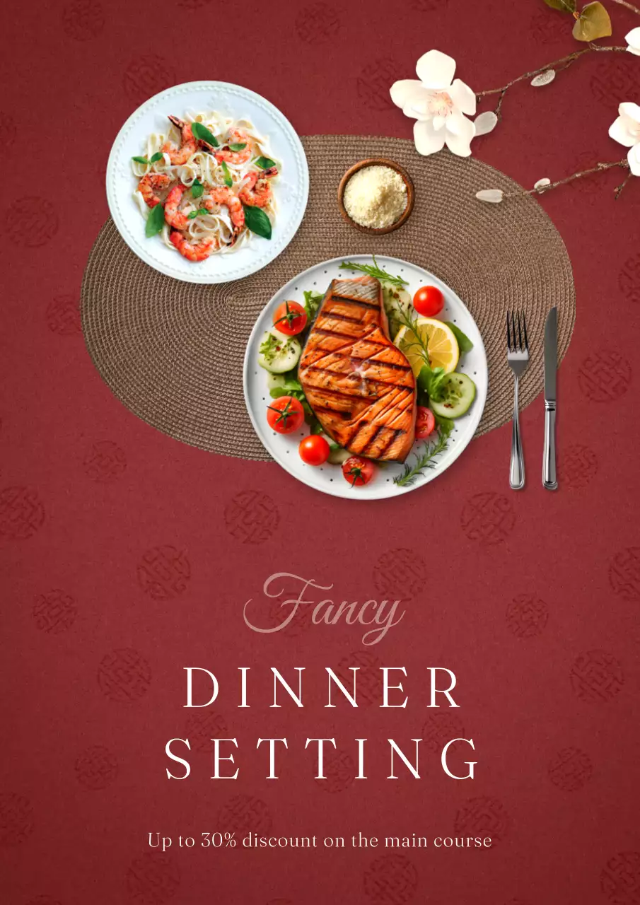 Red Elegant Dinner Promotion Poster