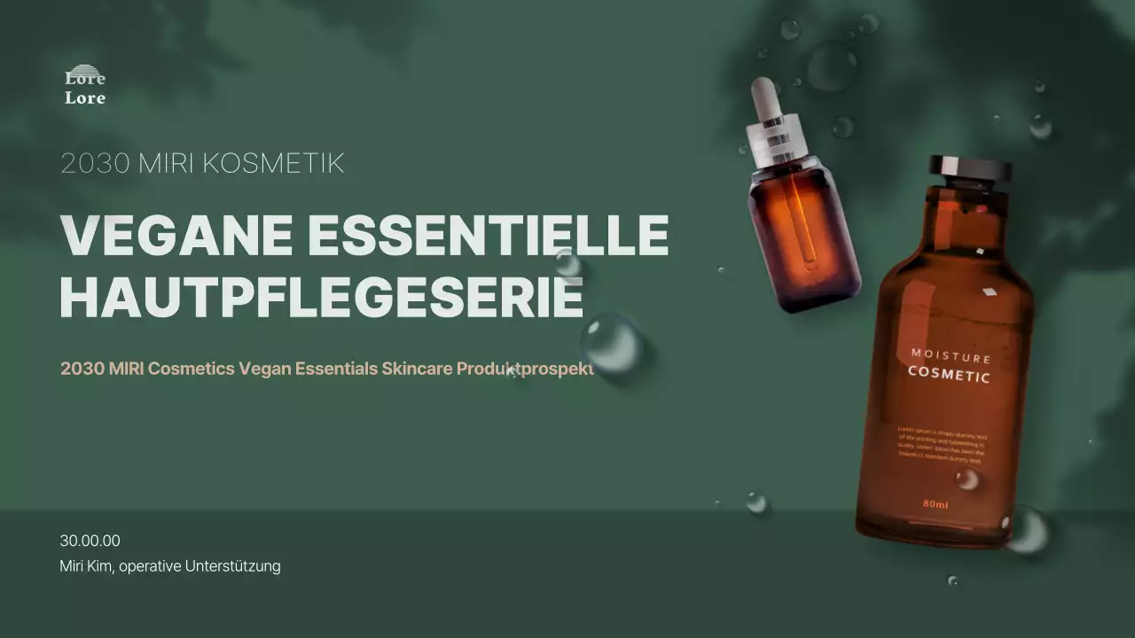 Präsentation eines grün gefärbten, naturnahen veganen Kosmetikproduktpitches