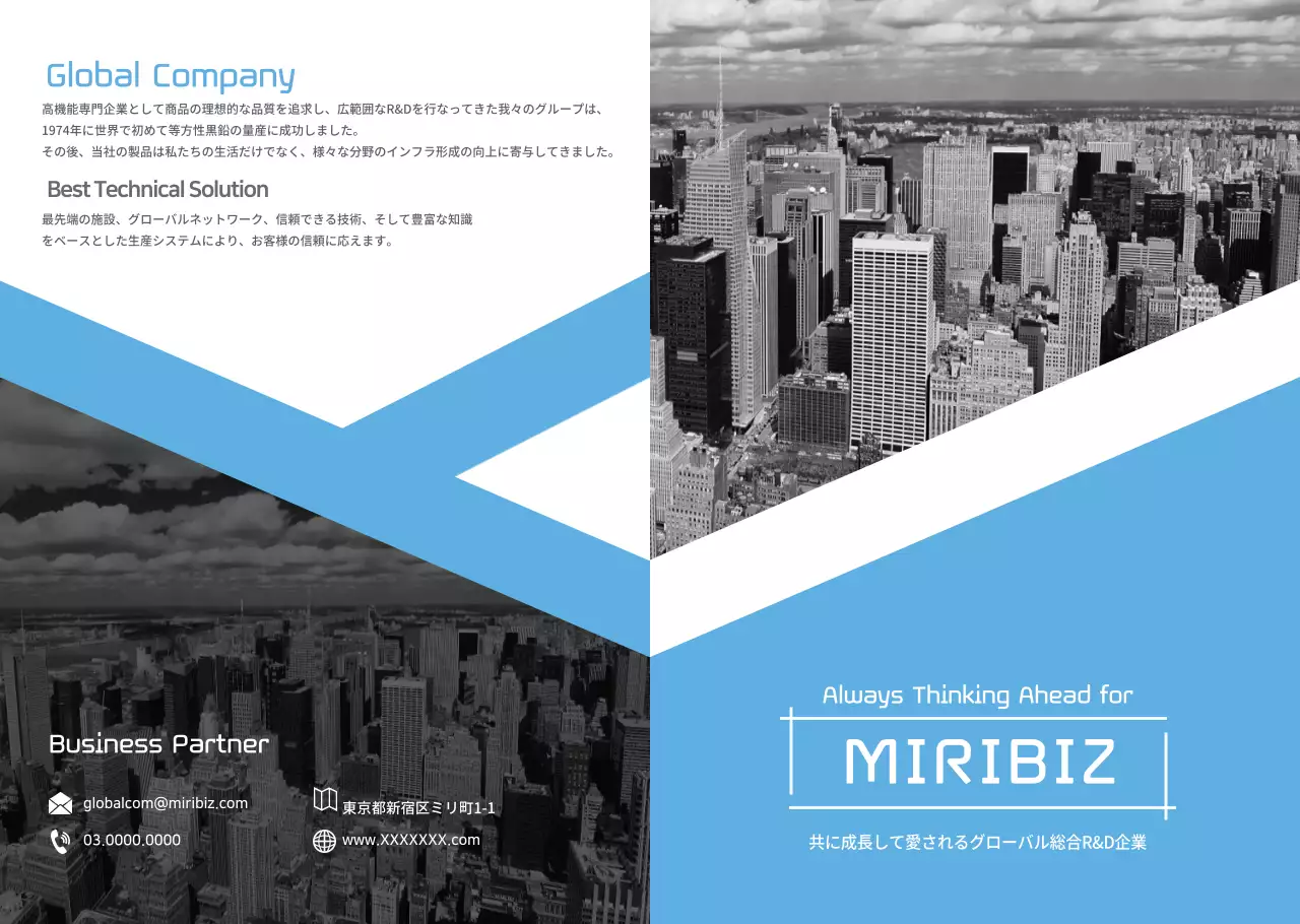 企業説明2段リーフレット