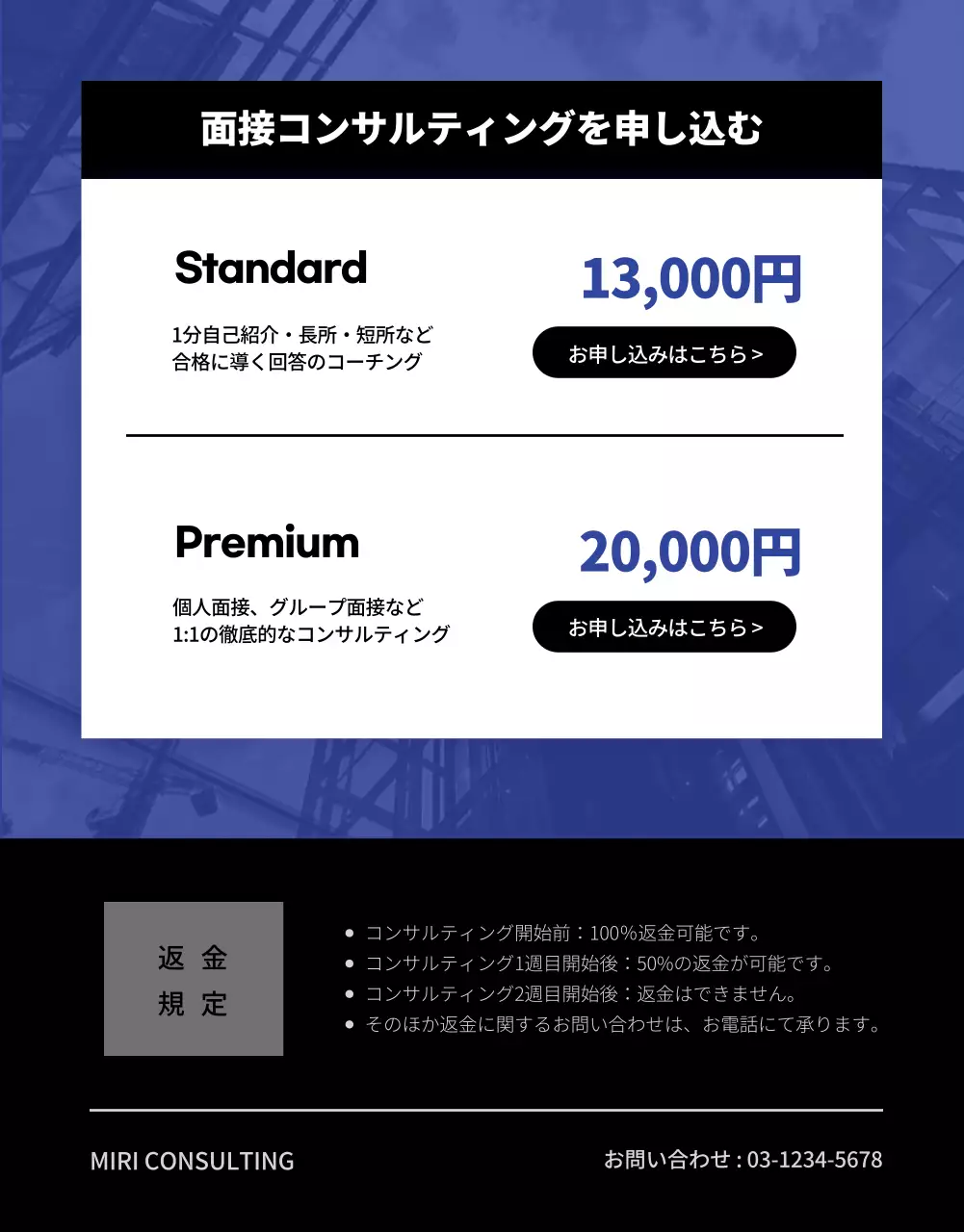青 モダン ビジネス 資料 詳細ページ