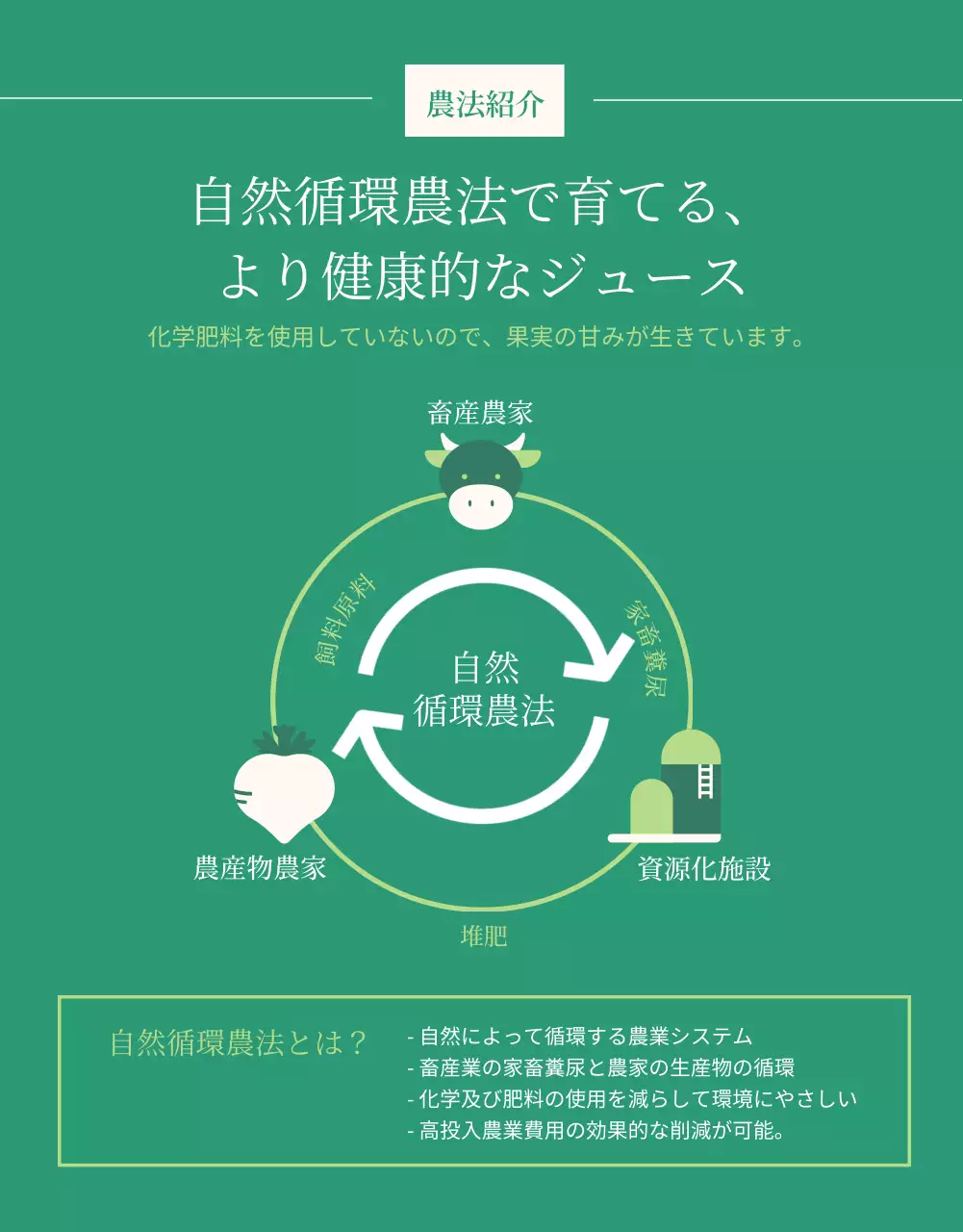 緑 シンプル 健康 ジュース パンフレット 詳細ページ