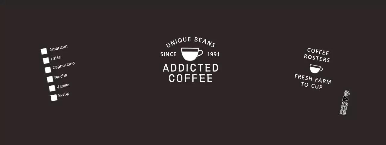 Paper cup with cafe drink menu in black