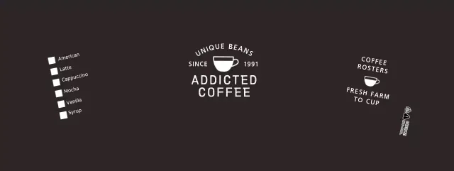 Paper cup with cafe drink menu in black