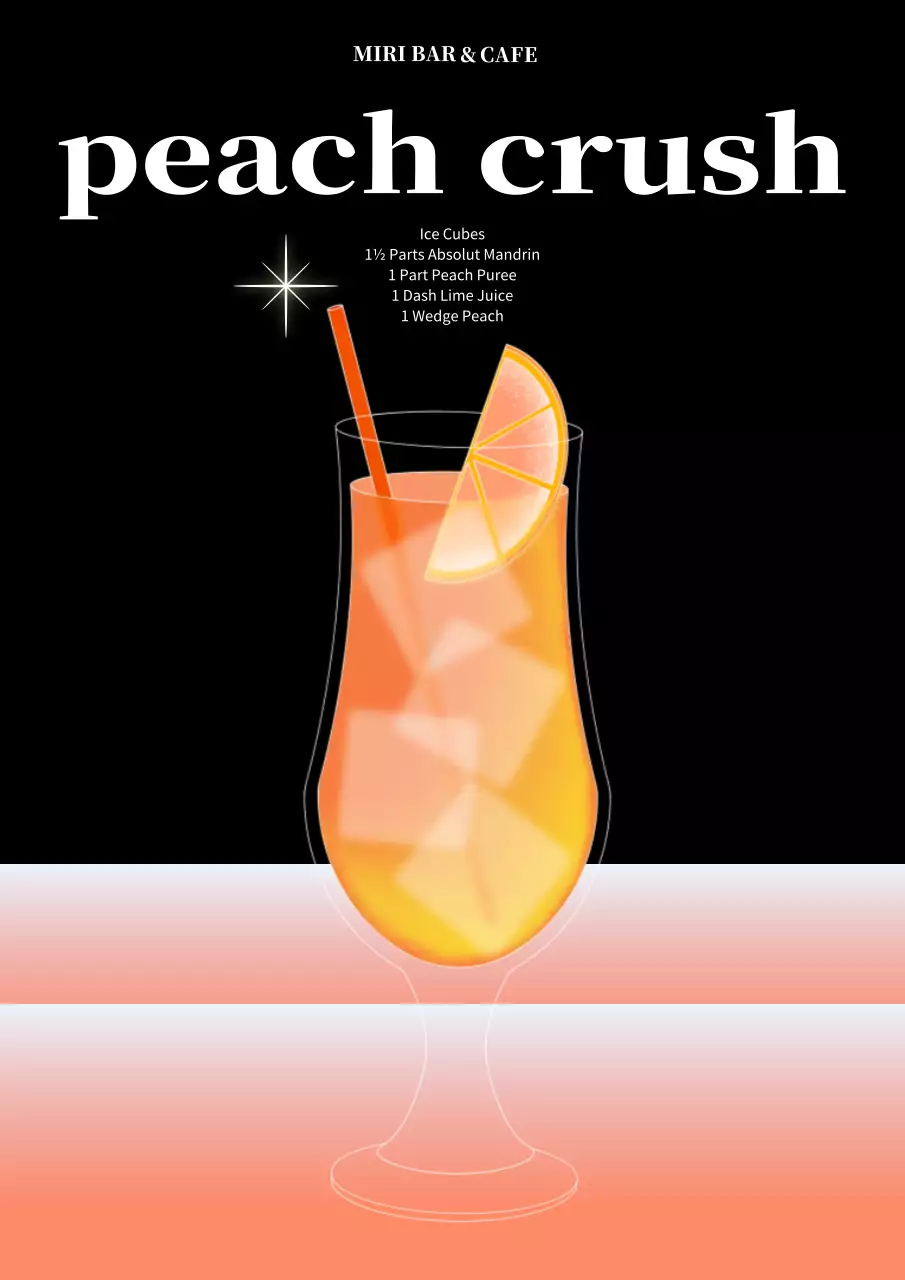 黒 モダン カクテル メニュー ポスター
