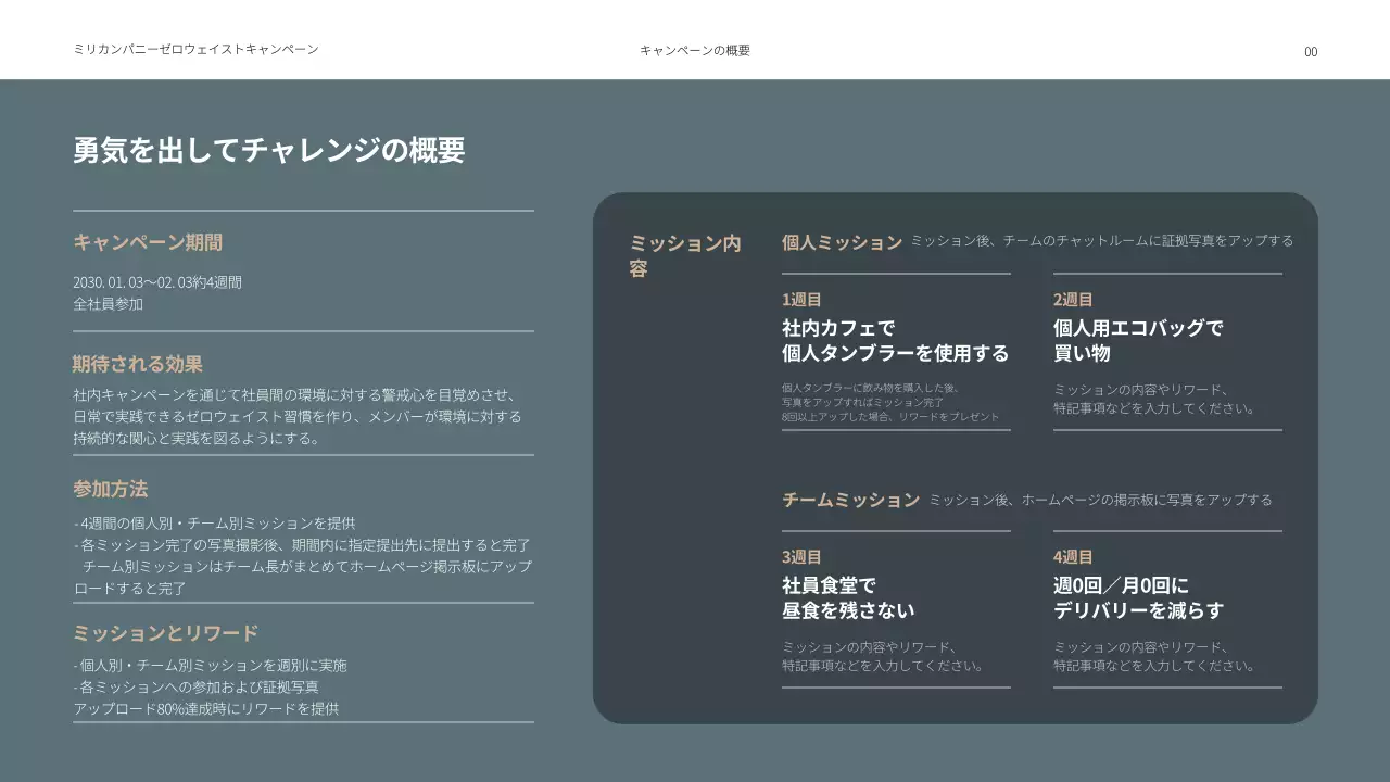 青 シンプル キャンペーン 企画書 プレゼンテーション