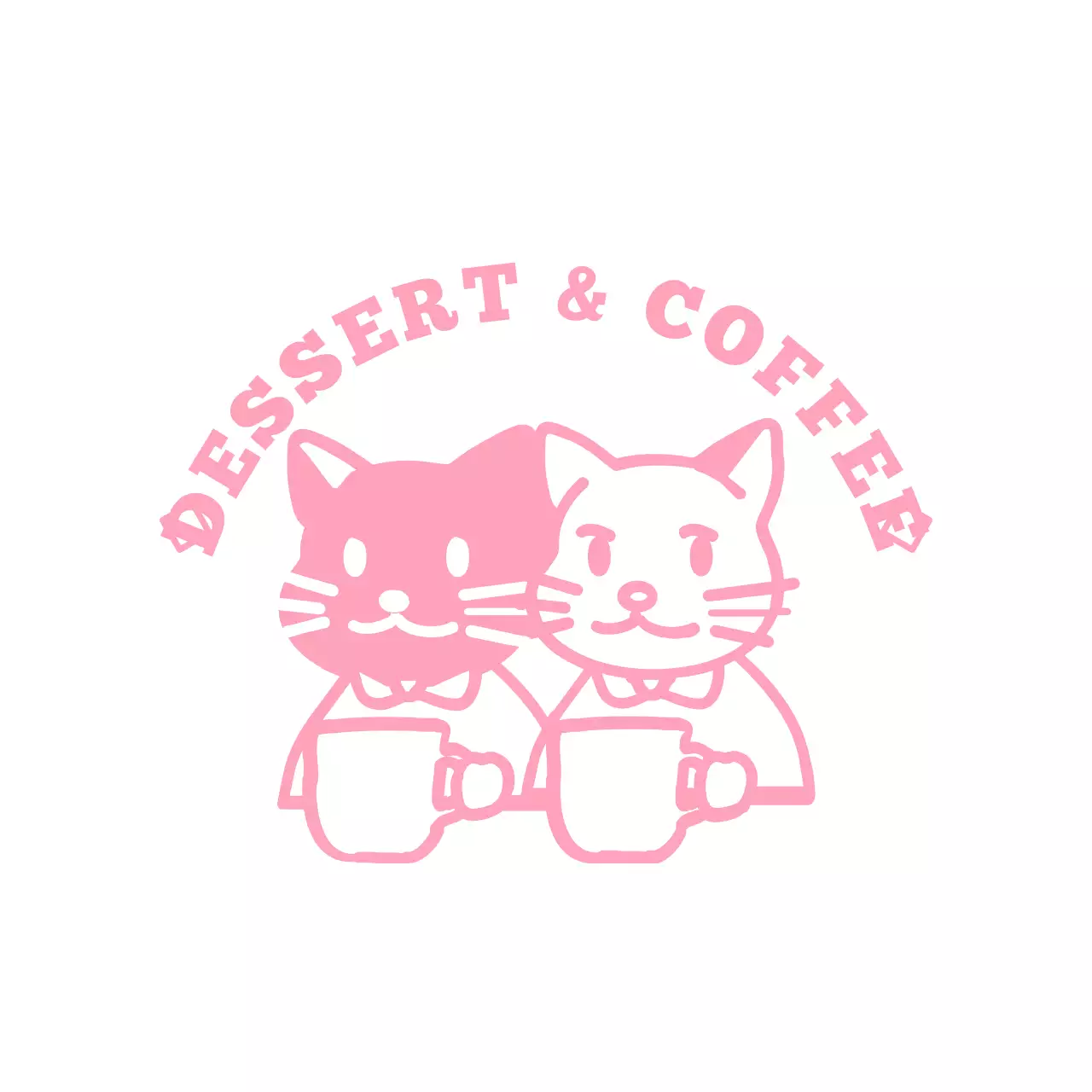 ピンク色のかわいい猫のキャラクターロゴ