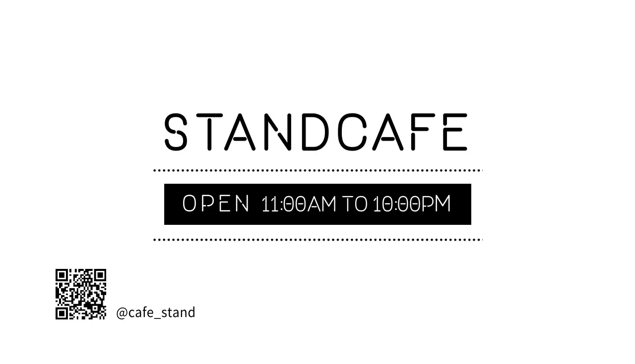 白黒 シンプル カフェ 営業時間 名刺