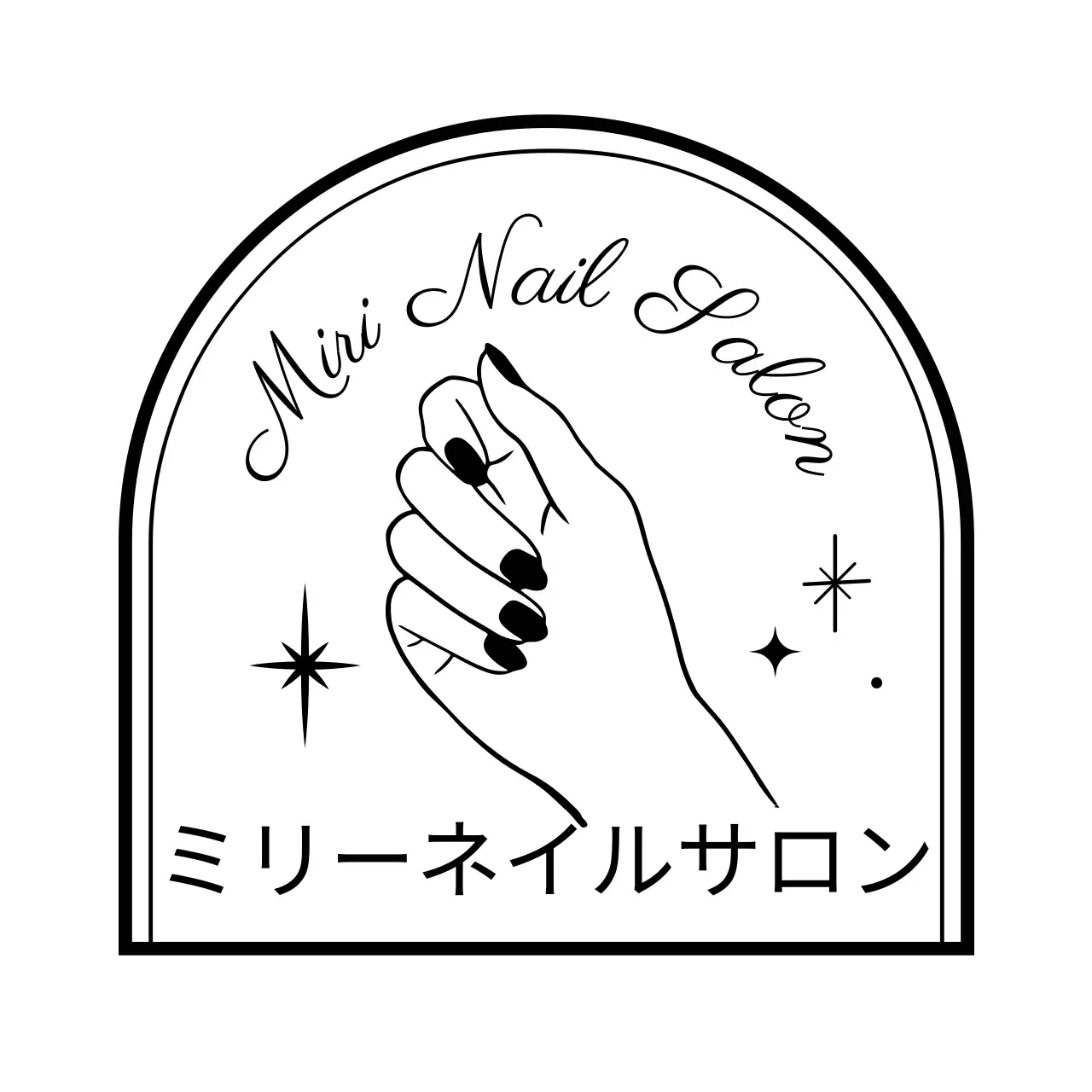 手描きイラストのバッジスタイルのネイルショップ