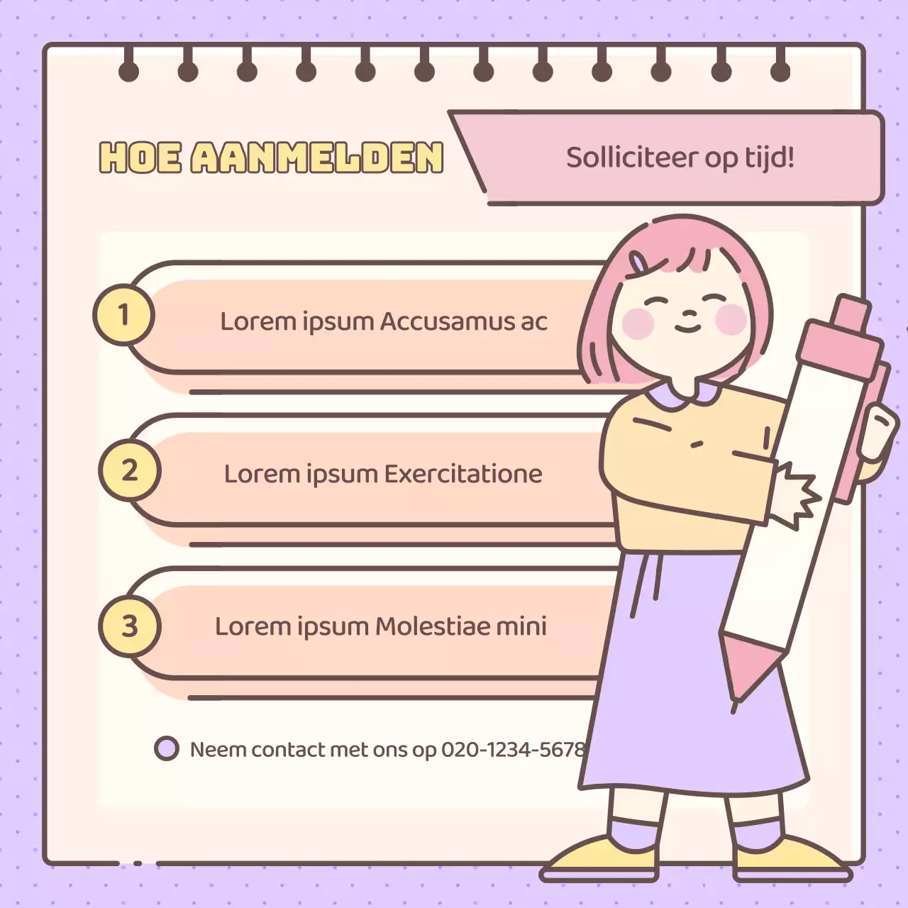 Leuke Academie voor Menswetenschappen in geel en paars