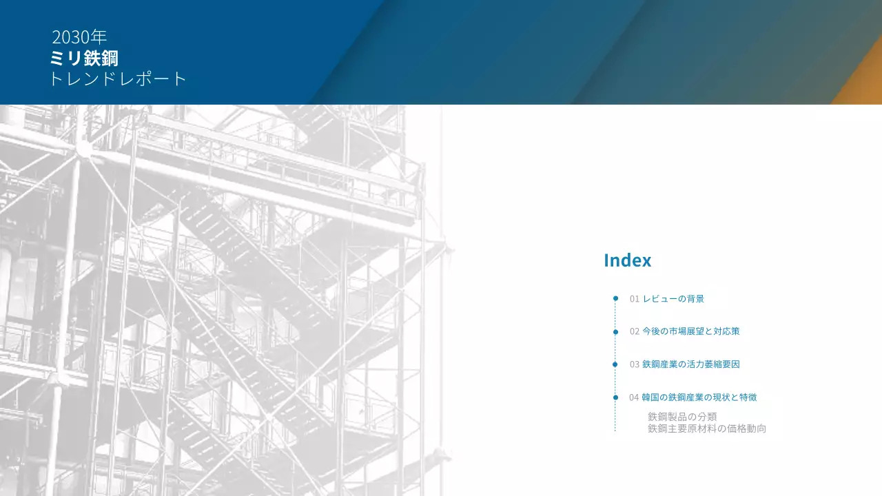 青 モダン 鉄鋼業 報告書 プレゼンテーション