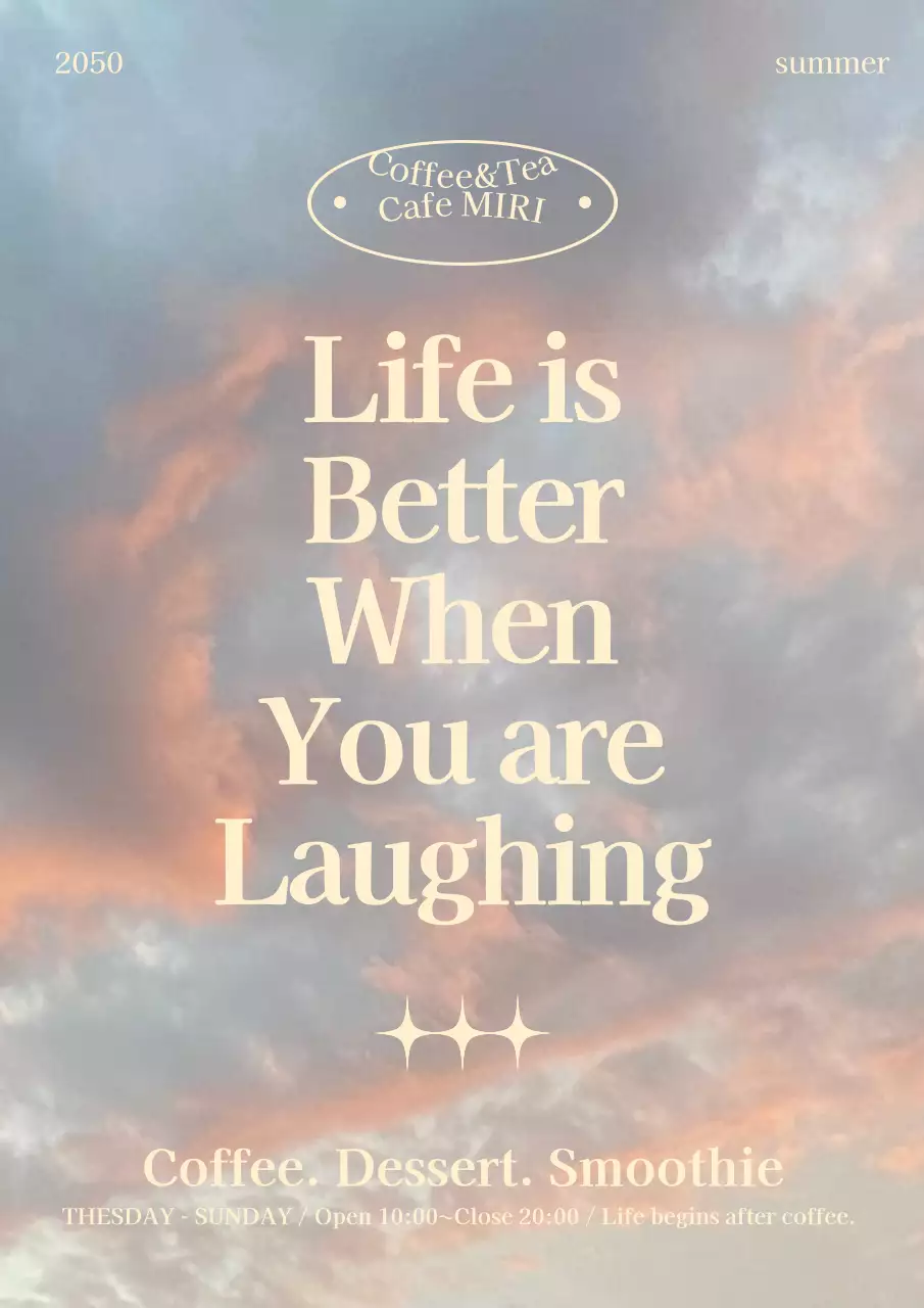 ピンク シンプル カフェ ポスター