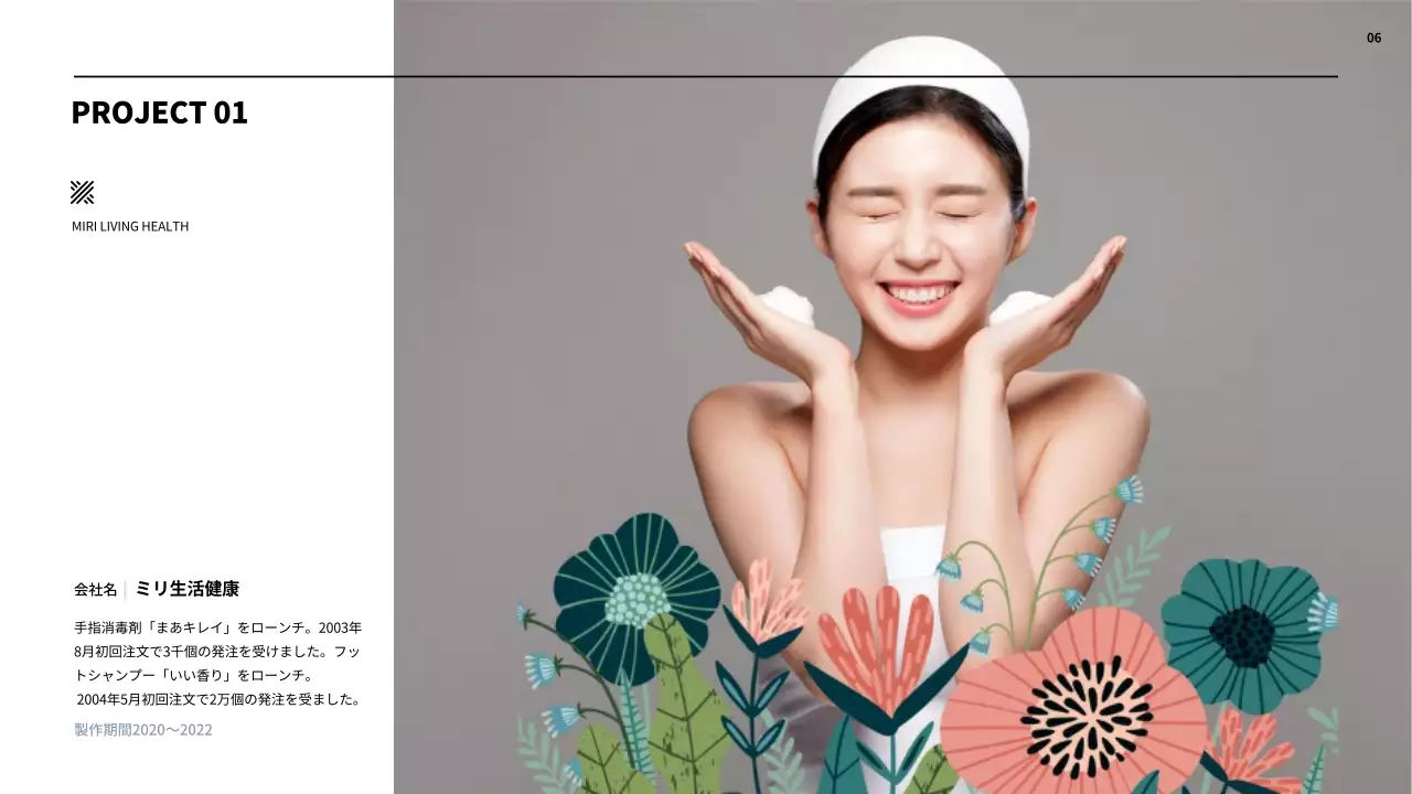 白 シンプル 化粧品 ポートフォリオ プレゼンテーション