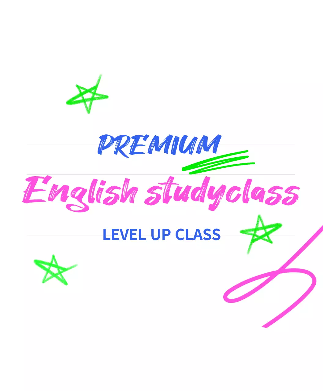 青とピンクのカラフルで魅力的な英語塾のエコバッグ。