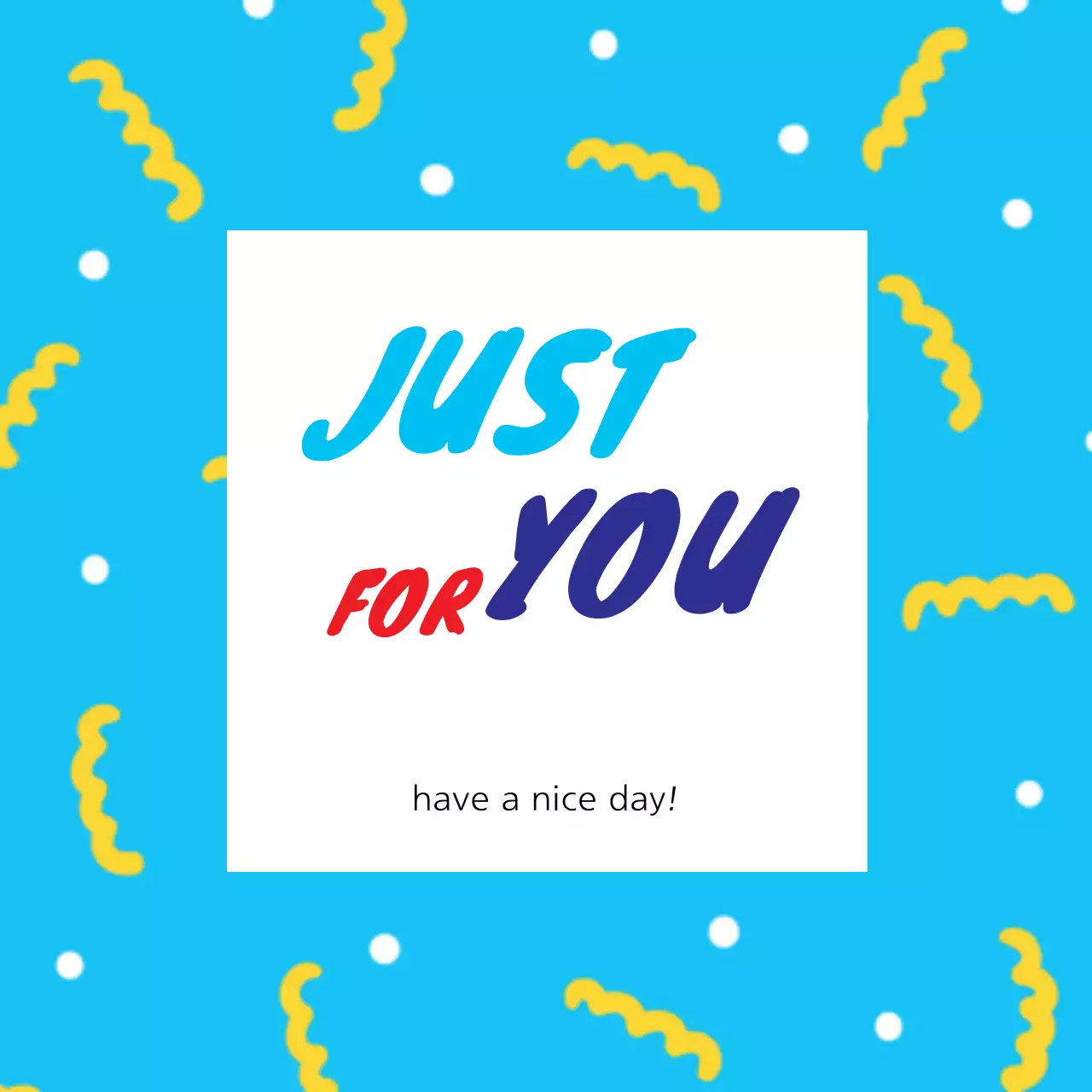 青 ポップ メッセージカード 招待状 ファンシーバナー