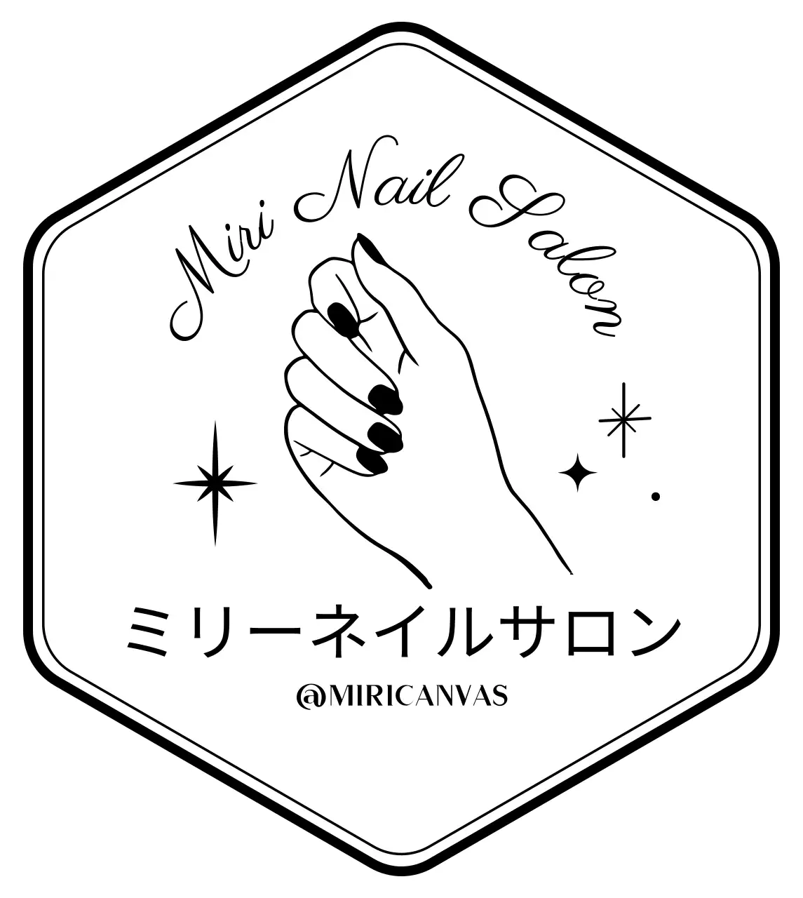 手描きイラストのバッジスタイルのネイルショップ