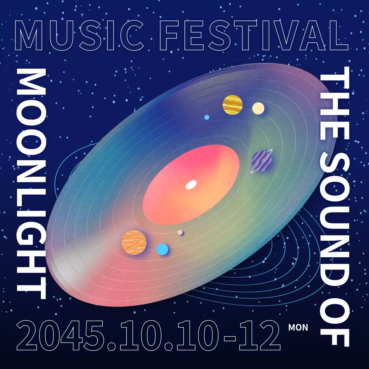 青 モダン 音楽祭 ポスター SNS投稿 正方形