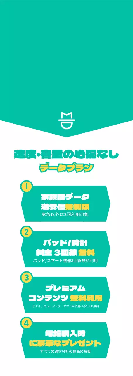 ミント色と白のすっきりとしたスタイル 通信会社イベントギフト配送のご案内と料金プラン特典のご案内