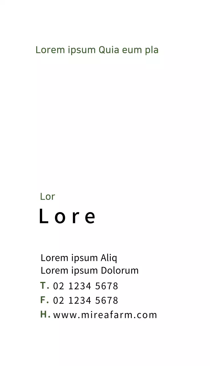 Cartão de visita promocional da Green Minimal Farm