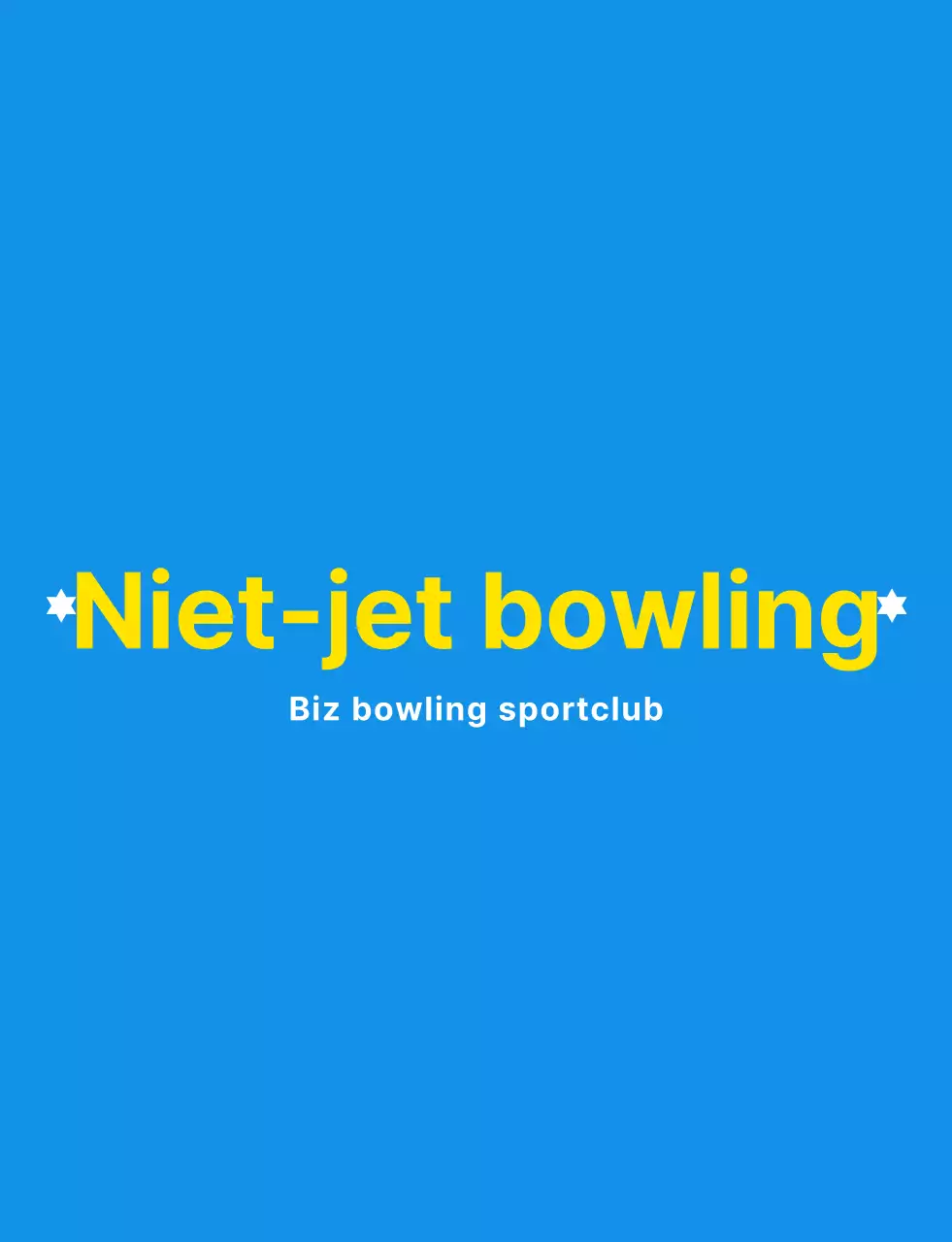 Een strakke bowlingillustratie en embleemlogo in lichtblauw, wit en geel voor een bowling sportclub.