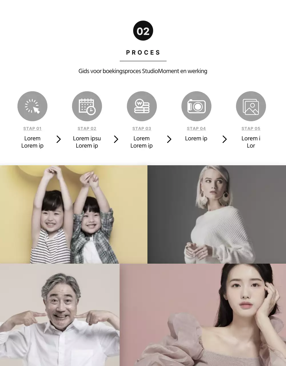 Fotostudio detailpagina met zwart-wit kleurtonen