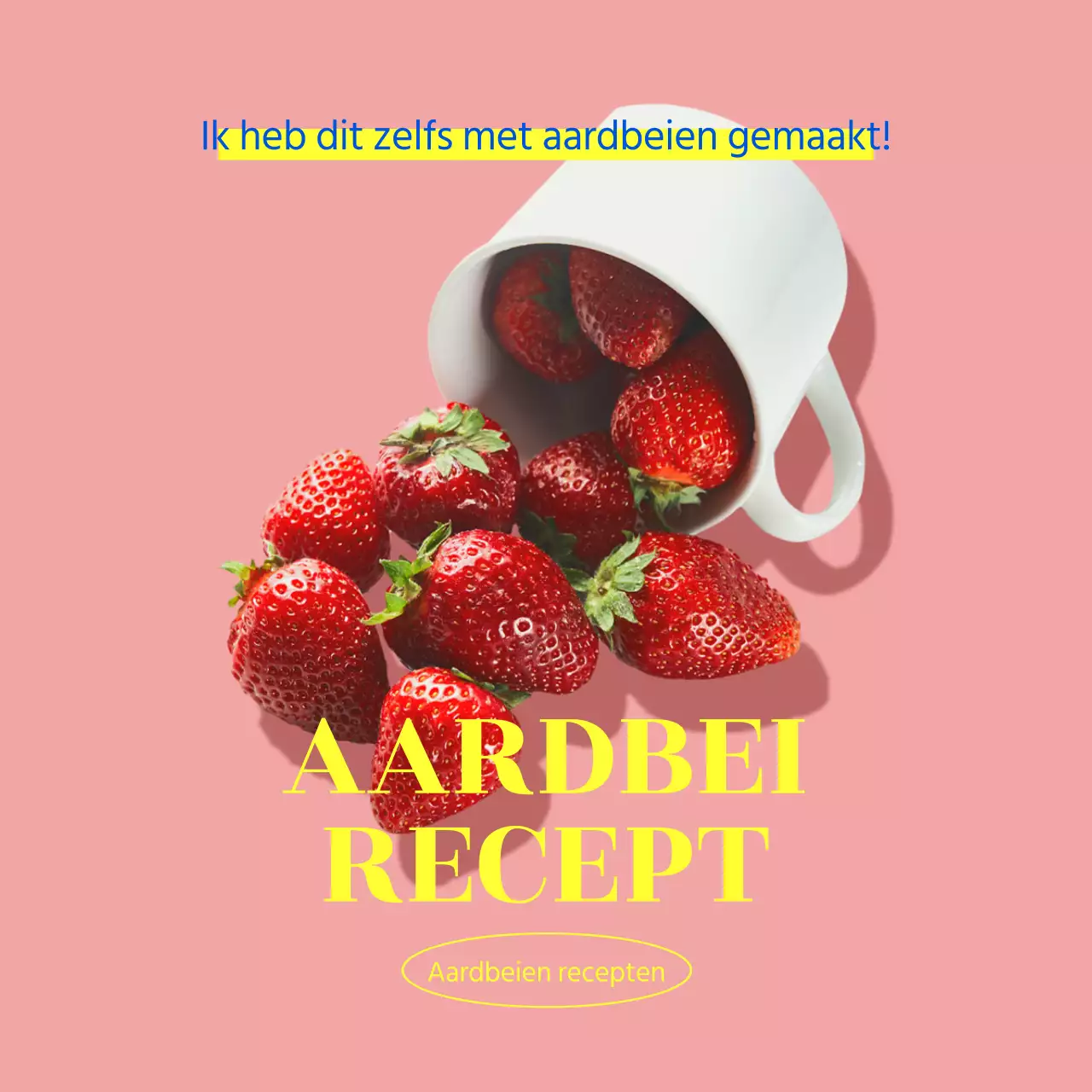 Een strakke verzameling aardbeienrecepten met roze en gele accenten