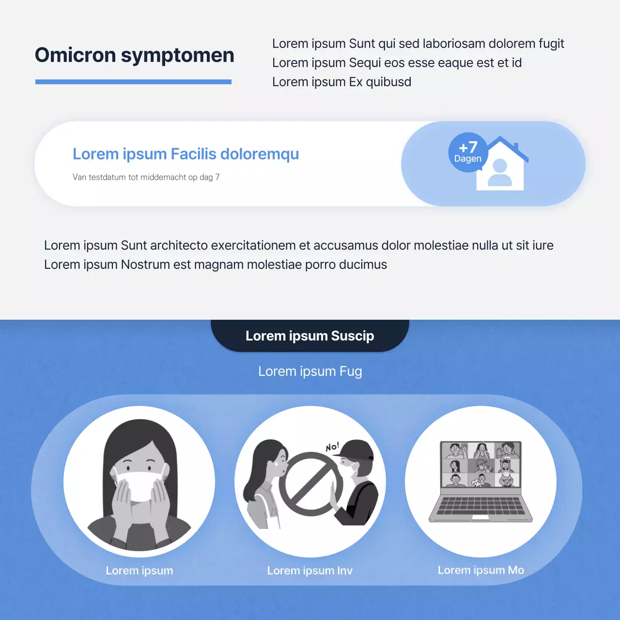 Informatie over symptomen van de blauwe en grijze nawerkingen van Long Covid