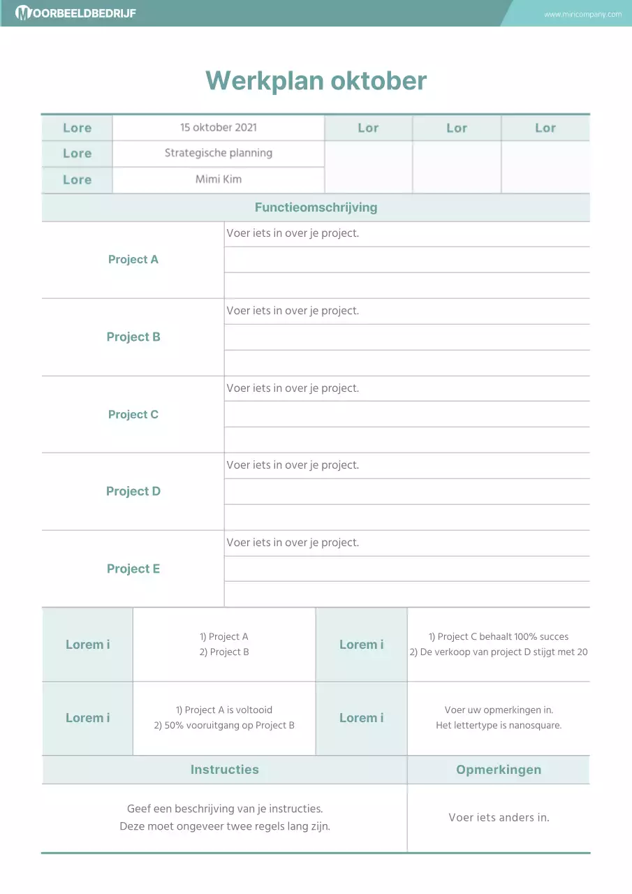Mintkleurig bedrijfsplan