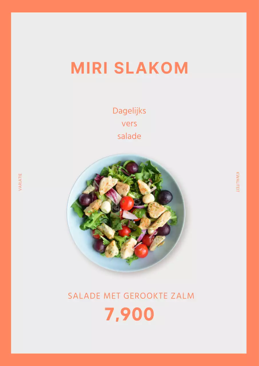 Oranje Eenvoudige Salade Verticale Poster
